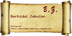 Berhidai Zebulon névjegykártya